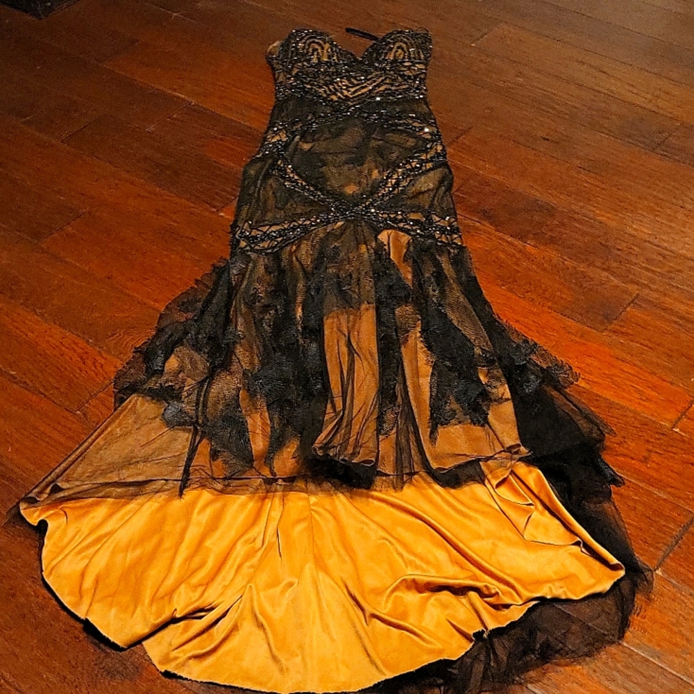 Stunning!!🌟🌟🌟vintage distressed🌟🌟🌟👗 evening gown by femme Paris sz 8